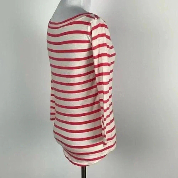 J Crew top size XXS Pink white striped 3/4 sleeve - Picture 5 of 10
